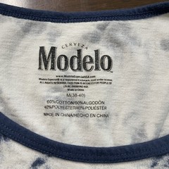 Modelo Men White Blue Tie Dye Sleeveless Tank Top T-Shirt Beer Muscle Tee Size M