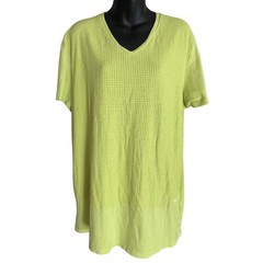 Vintage 1990s Hip Hop CK1 V-Neck Short Sleeve Shirt Square Green Neon Men L