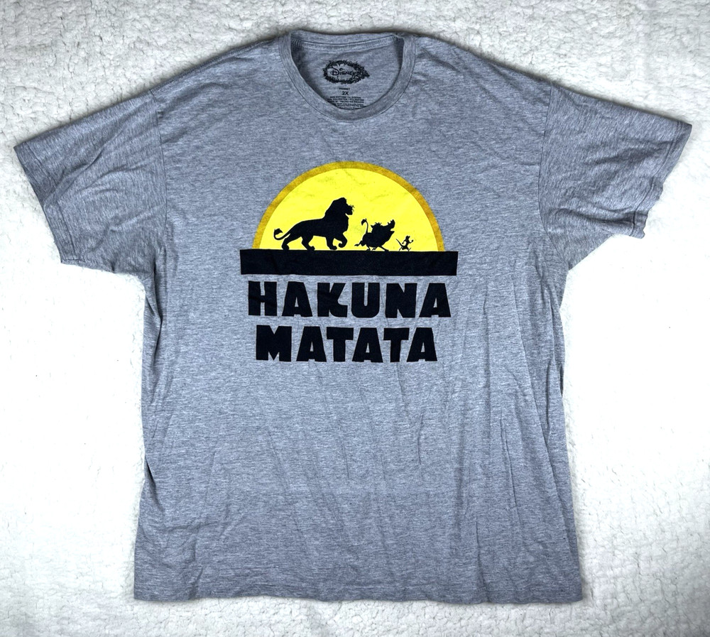 Disney Lion King Adult 2X Hakuna Matata Grey Graphic Tshirt Timon Pumba Simba