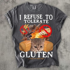 I Refuse to Tolerate Gluten Funny Cat Meme Tee Shirt, Cat Lover Gift, Cat Tshirt