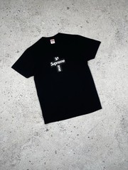 Supreme Cross Box Logo Black Tee Shirt AW20 Made in USA Men Size S
