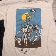 Artist Union Skeleton Cowboy Horse Graphic T-Shirt White Mens Medium