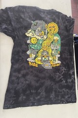 Killer Acid Women’s Black Gray Yellow Cotton Tie Dye Graphic T-Shirt Size LARGE