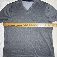 Perry Ellis Shirt Mens XL Gray Short Sleeve V Neck