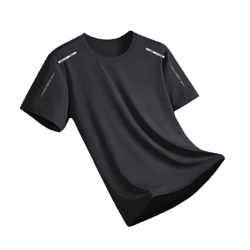 Men’s Ice Silk T-Shirt Summer Quick Dry Thin Sportswear Shirt For Gym Fitness