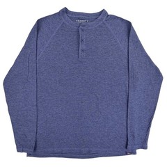Faherty Cloud Cotton Henley Men Large Blue Heather Pima Cotton Peru Long Sleeve