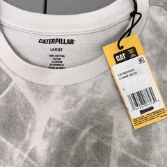 NWT Caterpillar Tee Mens Large Grey Lunar Rock Short Sleeve Logo T-shirt