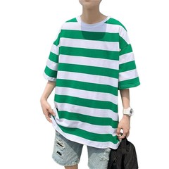 Men O Neck Short Sleeve Wide Striped T-Shirts Casual Loose Fit Blouse Tops Tee