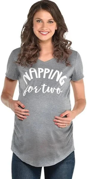 Napping For Two – Novelty Graphic T-Shirt – Maternity Pregnancy Shirt -S/M – NEW