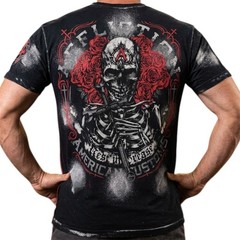 $58 AFFLICTION Black REST IN GREASE Short Sleeve Slim Fit Y2K Mens T-shirt NWT