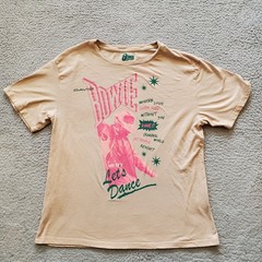 David Bowie Shirt Mens Small Tan Pink Pop Rock Band Music Concert Lets Dance