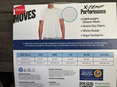 Hanes Moves 3 Pack Men WHITE X-Temp Performance Crew Neck Tee Breathable MEDIUM