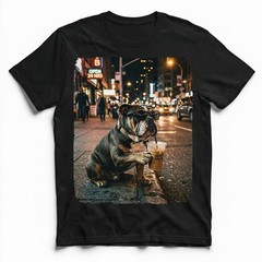 Night City Bulldog Shades Cold Brew Street Unisex T-Shirt Funny Downtown Tee