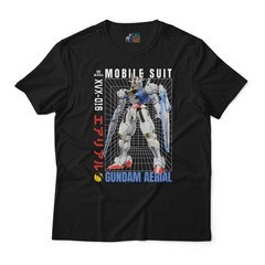 Witch From Mercury XVX-016 Gundam Aerial Anime Grid Graphic Art Cotton T-Shirt