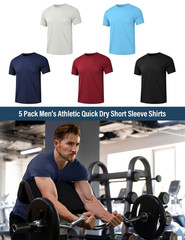 HOPLYNN 5 Pack Men’s Dry Fit Large, 1 Black 1 Blue 1 Gray 1 Navy 1 Wine