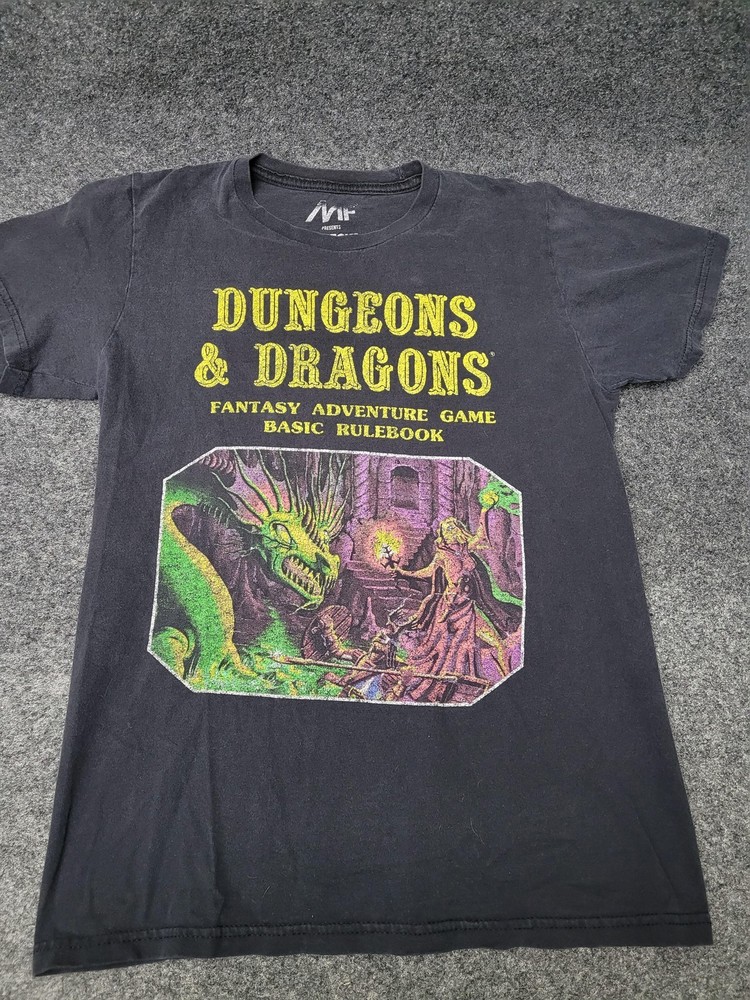 Mighty Fine Dungeons & Dragons Shirt Mens Small Black Basic Rulebook Graphic Tee