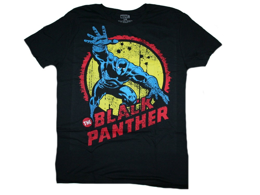 Black Panther Marvel Men’s Black T-Shirt Size Large NEW
