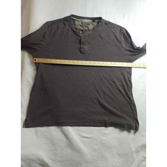 Arrow Mens Long Sleeve Henley Shirt Dark Brown Cotton Blend Size Large