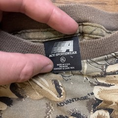 Vintage Ace Sportswear PA Outdoor Camo Single Stitch Shirt Men’s XL Made In USA