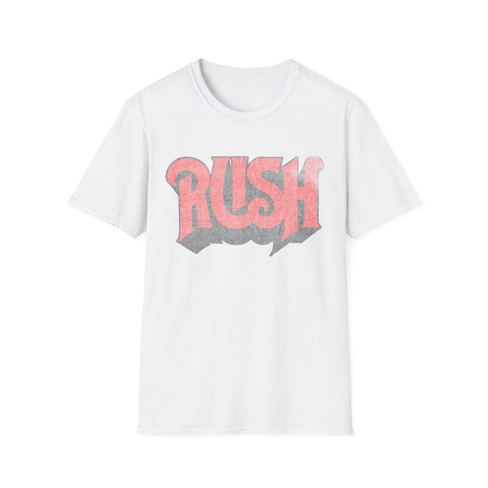 Rush Retro Faded & Weathered Logo White T-Shirt | Vintage 3D Lettering