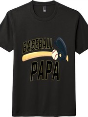 Baseball Papa Sports Graphic Baseball Dad Fan Unisex Casual Crew Neck Tee