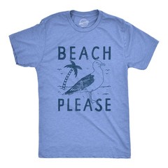 Mens Beach Please T Shirt Funny Sarcastic Tropical Seagull Graphic Novelty Tee