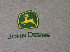 John Deere Logo Grey Cotton Blend T-shirt Size L