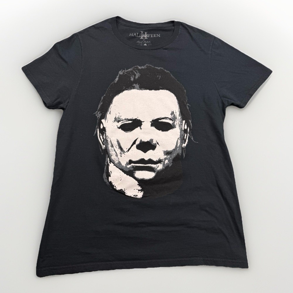 Halloween 2 Michael Myers Black T Shirt Size Small Face Mask Horror RARE S/S EUC
