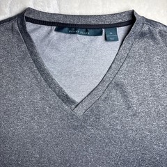 Perry Ellis Shirt Mens XL Gray Short Sleeve V Neck