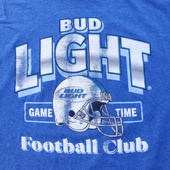 Bud Light Football Club T-Shirt Mens 2XL Blue Double Sided Graphic Beer Tee