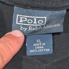 Vintage Single Stitch Polo By Ralph Lauren Black Vneck Tshirt XL