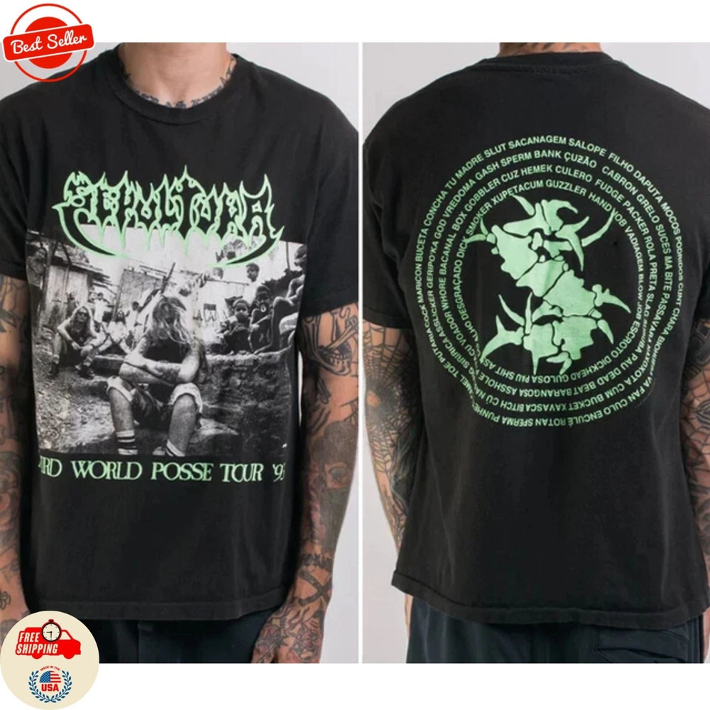 Sepultura Third World Posse Tour 91 Shirt Vintage Metal Band Tee Black Unisex