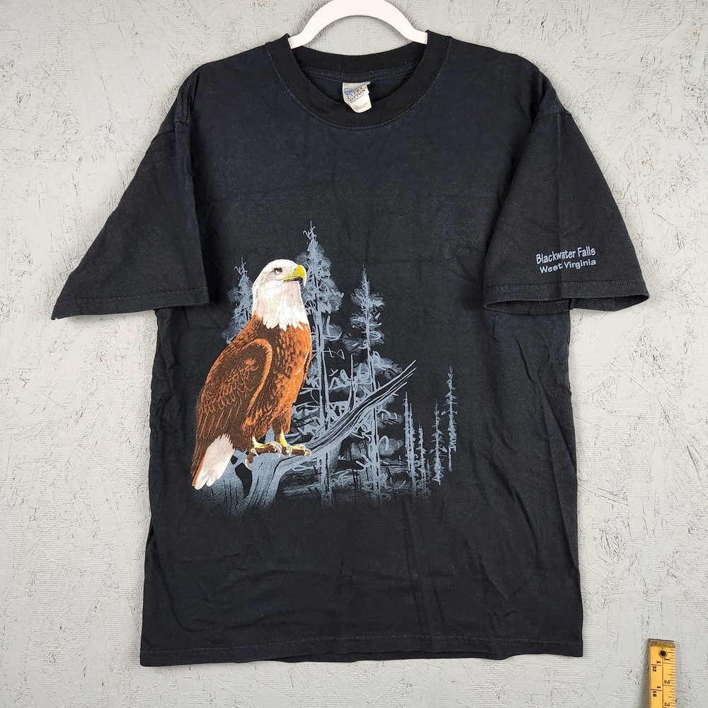 Vintage Eagle Nature Shirt Mens Large Bald Y2K Blackwater Falls West Virginia