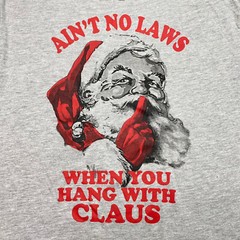 Holiday Time Graphic T Shirt sz L Gray Santa Claus Christmas Holiday Festive