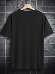 Men’S Casual Crew Neck 180g T-shirt Polyester Knit Fabric with Slight Stret