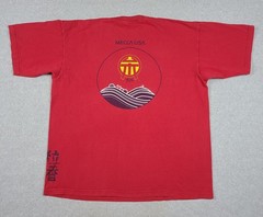Vintage Mecca Denim Graphic Skate Art Red Tee Shirt XXL Puff Print