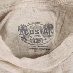 Costa Del Mar T-Shirt Mens XL Beige Logo Fishing Graphic Short Sleeve Cotton Tee