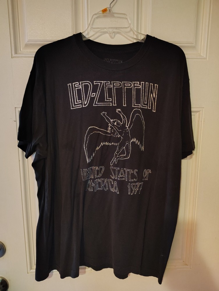 Led Zeppelin United States Of America 1977 Shirt Men XL Black Short Sleeve Retro