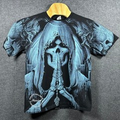 YAZBEK Grim Reaper Praying Rosary Graphic T Shirt Mens Large AOP