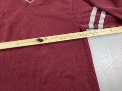 Chaps Ralph Lauren Men’s L/G Burgundy Cotton V-Neck Long Sleeve T-Shirt Striped