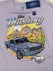 Ford Mustang Hardtop T Shirt Size Large Fastback Convertible Lilac NWT