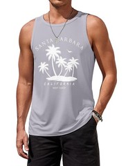 Mens Graphic Tank Tops Sleeveless T Shirt Hawaiian Palm Tree Vacation Tank