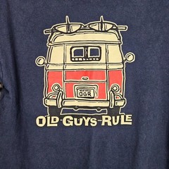 Old Guys T Shirt Mens Medium Navy Blue Surf Bus Camper Graphic Tee