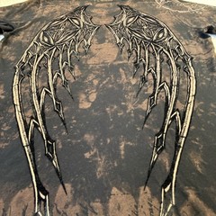 Affliction T-Shirt Mens Medium Black V-Neck Angel Wings Cross Bleach Wash Y2K M