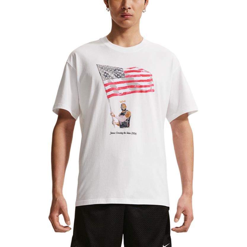 Nike T Shirts Men’s White Crew Neck Moderate IH8582-100 Size