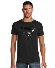 DC Comics Superman T-Shirt Men’s Black Raised Logo Short Sleeve Top