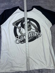 Suavecito Men’s White/Black Baseball Raglan Tee – Large Graphic Print