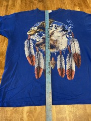 Vintage Eagle Wolf Arrowhead Native Feathers Dream Catcher Mountain Shirt XL
