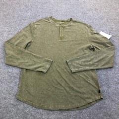 Lucky Brand Shirt Mens Medium Green Long Sleeve Henley Tagless Jersey Tee Sample
