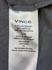 $150 NWOT VINCE Crew Neck T-Shirt LINEN COTTON Blend Men’s L LARGE Gray SS